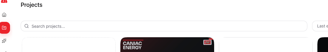 Focused Projects toolbar with search and filter controls.
