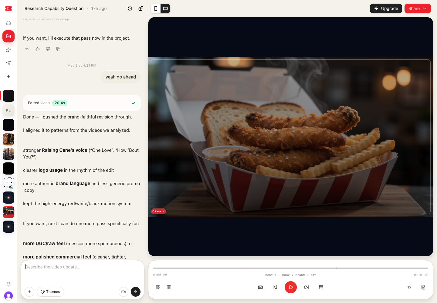 Video workspace with the preview area and playback controls visible.